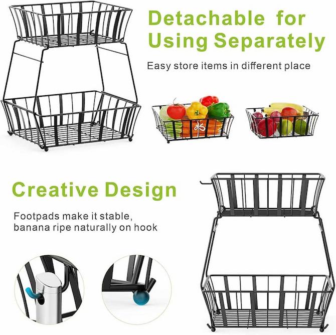 2 Tier Detachable Fruit Storage Basket