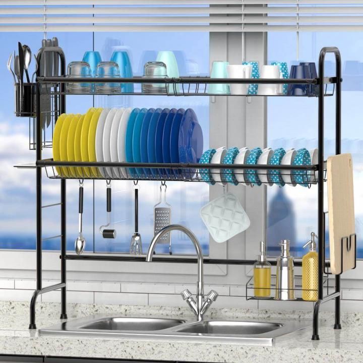 2 Tier Over the Sink Dish Drying Rack - Ispecle