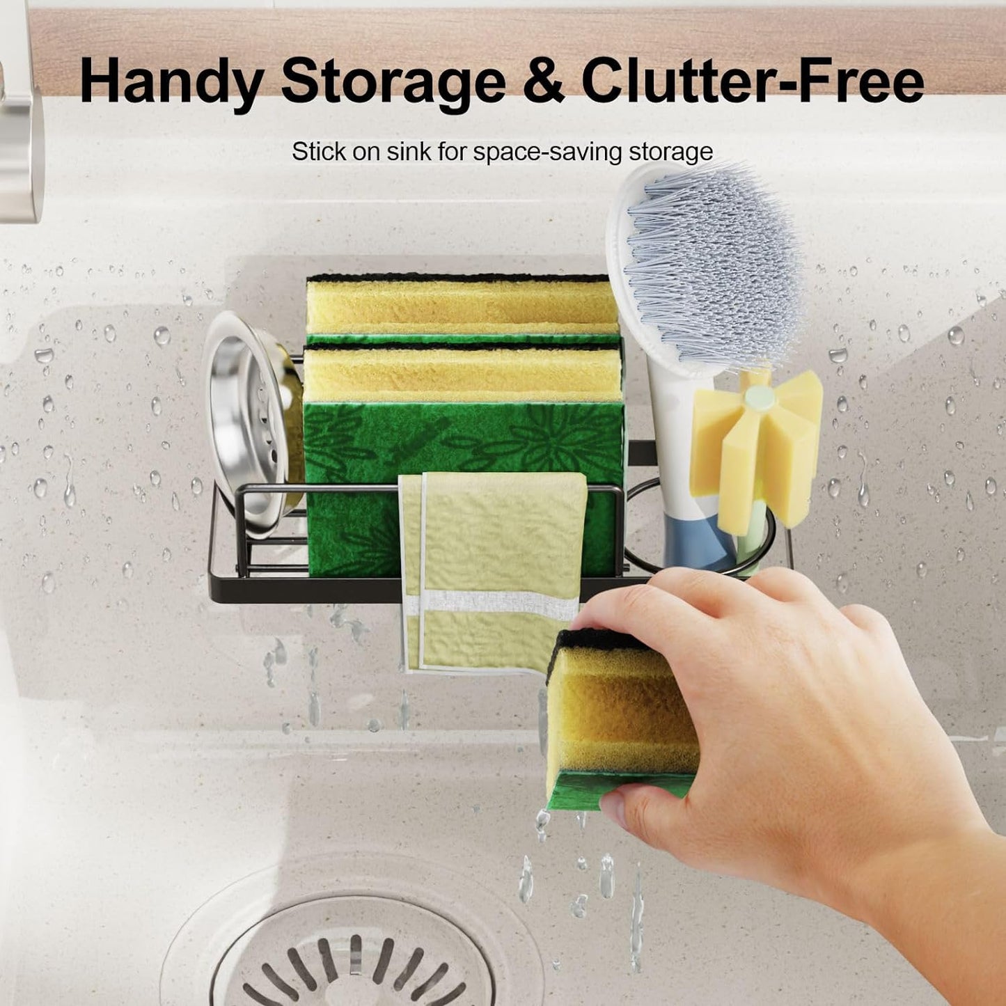 iSPECLE Sponge Holder for Kitchen Sink - 3-in-1