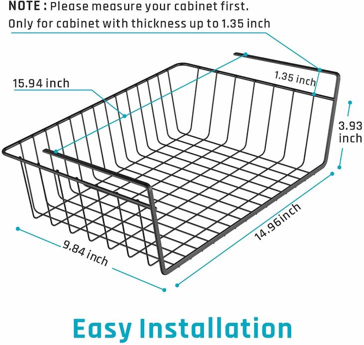 Hanging Under Shelf Storage Basket (4 Pack) - HR024 - iSPECLE