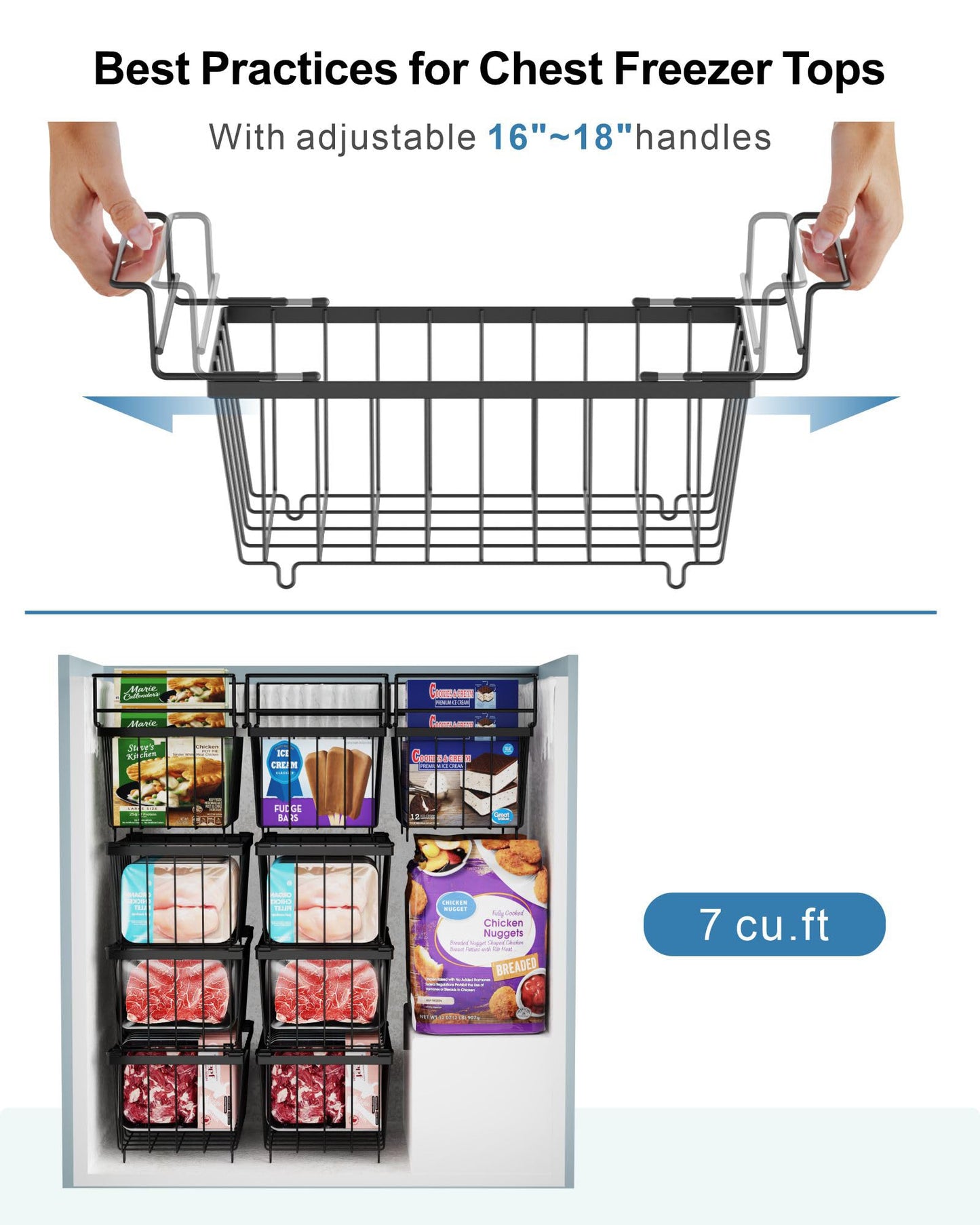 iSPECLE  Stackable and Hanging Freezer Organizer Bins (4 Pack, 5 Pack, 6 Pack)