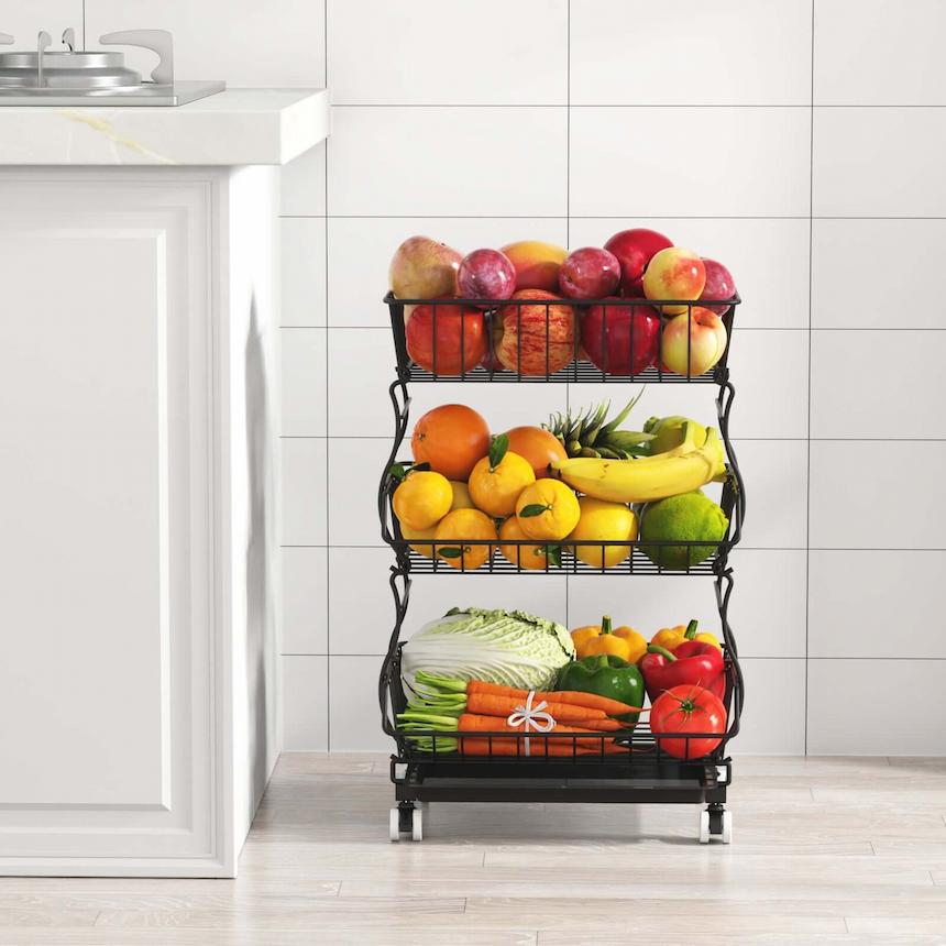 Rolling Stackable Fruit and Vegetable Storage Cart - HT07 - iSPECLE