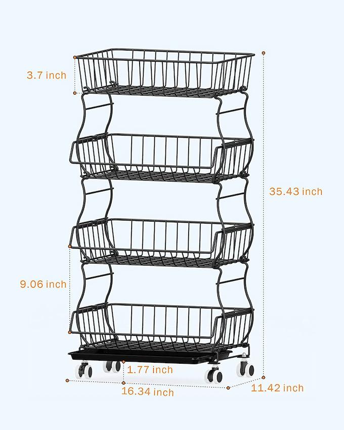 Rolling Stackable Fruit and Vegetable Storage Cart - HT08 - iSPECLE